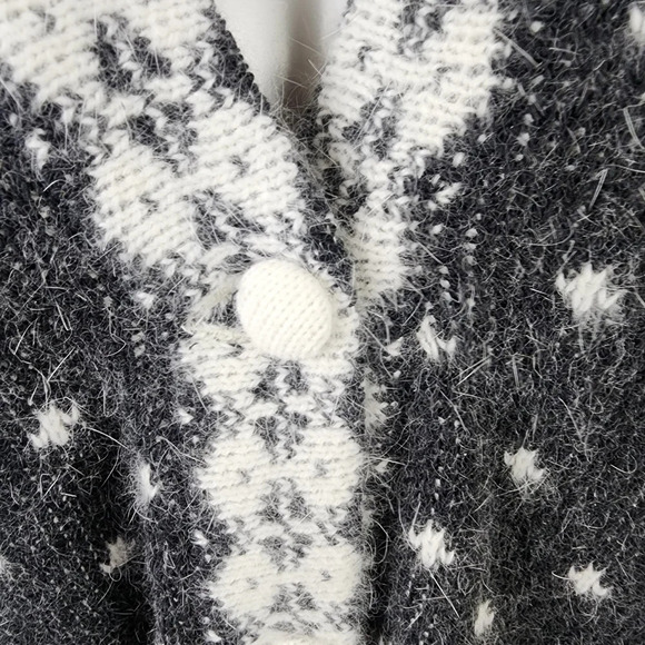 El Corte Ingles Wool Angora Cardigan Winter Mittens Black Ivory Size 42 - Picture 5 of 16